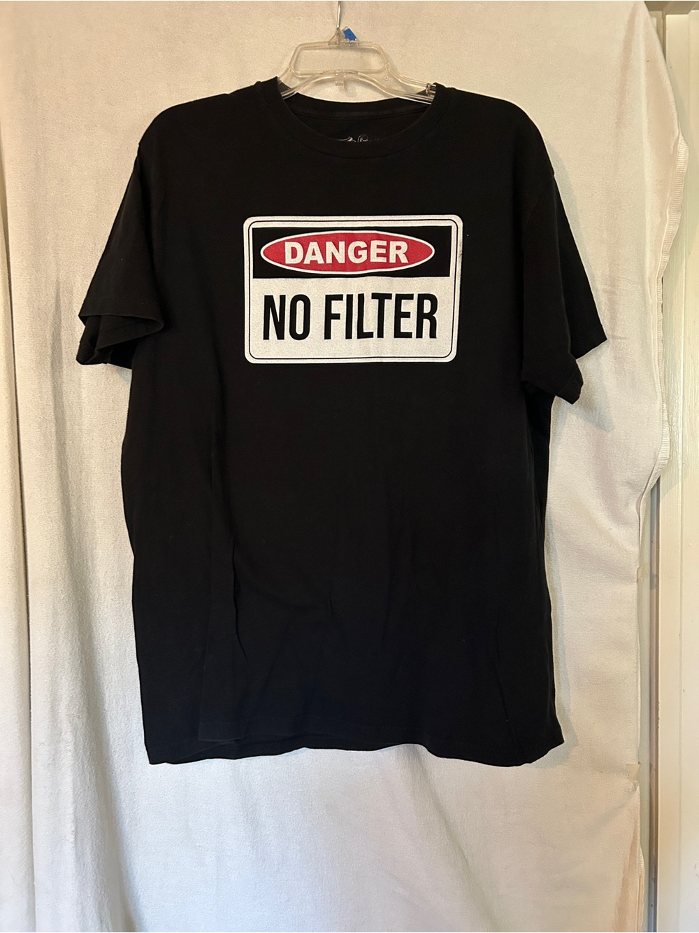 Black 'Danger No Filter' Graphic Short Sleeve Tee